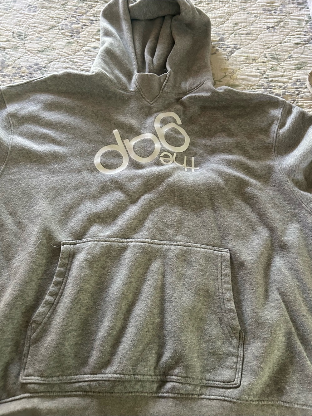 GAP Gray Pullover Hoodie with White Logo